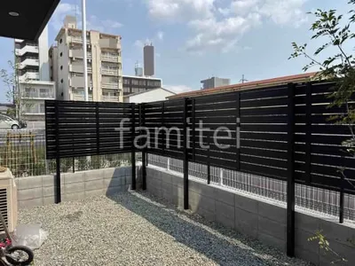 アルミ形材 フェンス LIXIL AB YS3型 横スリット3 2段柱 60角 上段のみ 目隠し