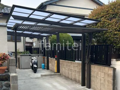 カーポート２台(縦) 連棟 LIXIL フーゴF フラット屋根