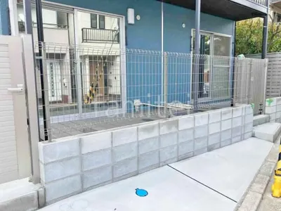 スチールメッシュ フェンス YKKAP イーネット3F型 スチール柱 境界・メッシュ ブロック塀 （化粧ブロック） 太陽エコブロックス 普通CB 