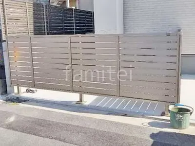 アルミ形材 フェンス LIXIL AB YS3型 横スリット3 2段柱 60角 上段のみ 目隠し