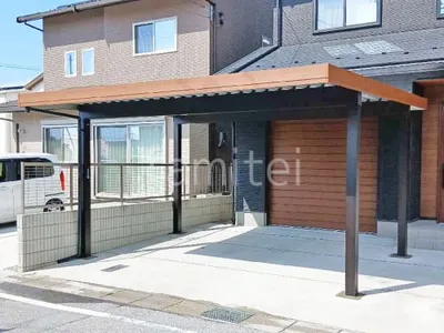 カーポート２台(ワイド) ツイン YKKAP 木製調 ジーポートPro 積雪50cm対応 フラット屋根 折板屋根