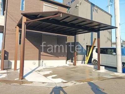 カーポート２台(ワイド) ツイン YKKAP エフルージュ FIRST 変形地対応 フラット屋根