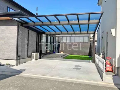 カーポート２台(ワイド) ツイン YKKAP エフルージュFIRST EX フラット屋根 後ろ柱