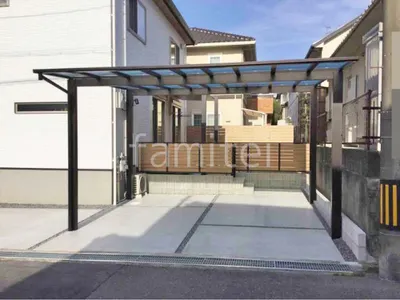 カーポート２台(ワイド) ツイン YKKAP エフルージュ FIRST フラット屋根