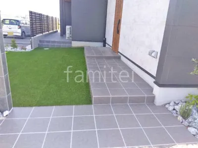 玄関アプローチ階段 床タイル貼り アイコットリョーワ マディソン