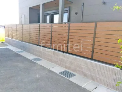 アルミ形材 フェンス LIXIL 木製調AB YS3型 横スリット3 目隠し 木調・ラティス ブロック塀 （化粧ブロック） ユニソン ジャスティ 