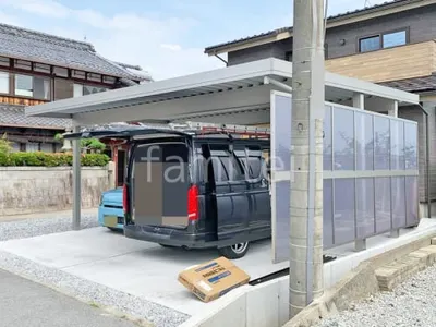 カーポート２台(ワイド) ツイン YKKAP ジーポートPro 積雪100cm対応 フラット屋根 折板屋根