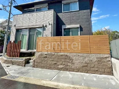 ブロック塀 （化粧ブロック） 太陽エコブロックス フルスプリット  人工木・樹脂 フェンス（木調） F＆F マイティウッド デコll 目隠し 木調・ラティス 樹脂