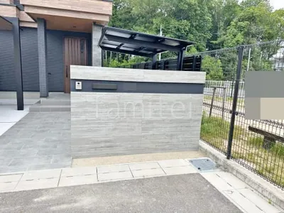 門柱 壁タイル貼り タカショー 木製調セラ ウォール RC杉板 郵便受けポスト LIXIL エクスポストS-1型