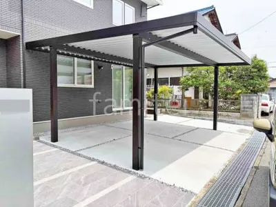 カーポート YKKAP ジーポートPro 積雪30cm対応 折板屋根 横2台用(ワイド ツイン) 駐車場ガレージ床 土間コンクリート