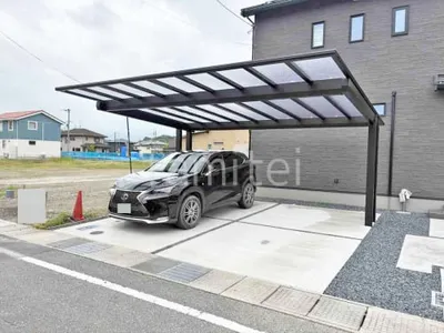 カーポート２台(ワイド) ツイン YKKAP エフルージュFIRST EX フラット屋根 後ろ柱
