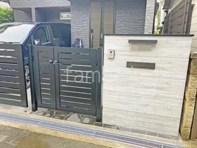 親子両開き 門扉 三協アルミ レジリア Y3型 横板格子 