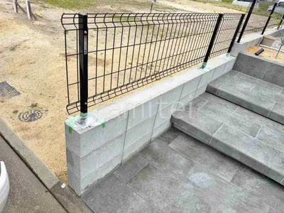 スチールメッシュ フェンス YKKAP イーネット3F型 スチール柱 境界・メッシュ ブロック塀 （化粧ブロック） 太陽エコブロックス 普通CB 