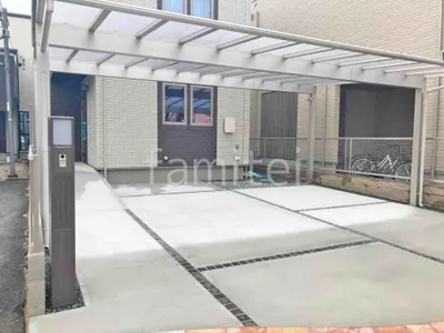 カーポート３台 （横ワイド トリプル） YKKAP エフルージュ FIRST フラット屋根