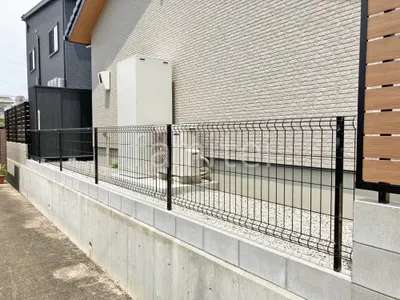 スチールメッシュ フェンス YKKAP イーネット3F型 スチール柱 境界・メッシュ ブロック塀 （化粧ブロック） 太陽エコブロックス 普通CB 