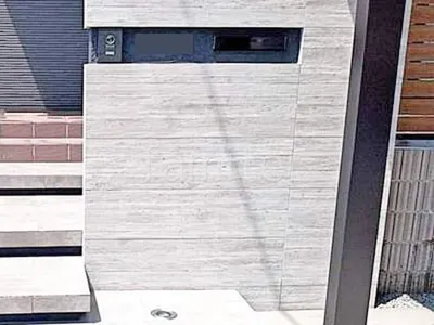 門柱 壁タイル貼り タカショー 木製調セラ ウォール RC杉板 郵便受けポスト ユニソン コラーナ15