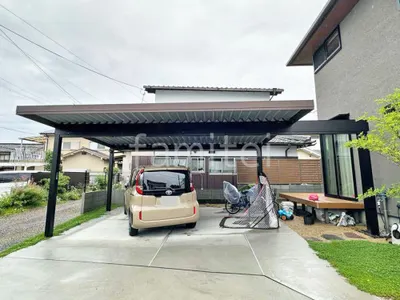 カーポート２台(ワイド) ツイン YKKAP 木製調 ジーポートPro 積雪30cm対応 フラット屋根 折板屋根