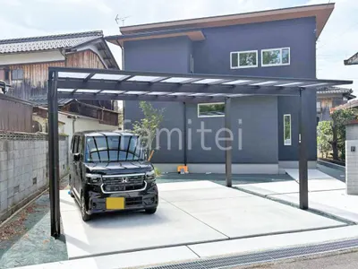 カーポート２台(ワイド) ツイン YKKAP エフルージュ FIRST フラット屋根