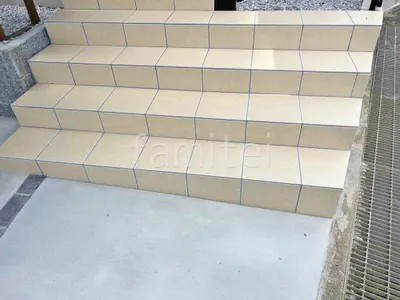 玄関アプローチ階段 床タイル貼り アイコットリョーワ マディソン