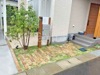 玄関アプローチ インターロッキング ユニソン ソイルレンガ