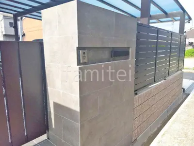 モダン門柱 壁タイル貼り タカショー セラレバンテ 郵便受けポスト YKKAP エクステリアポストG3型