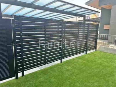 アルミ形材 フェンス LIXIL AB YS3型 横スリット3 2段柱 60角 目隠し