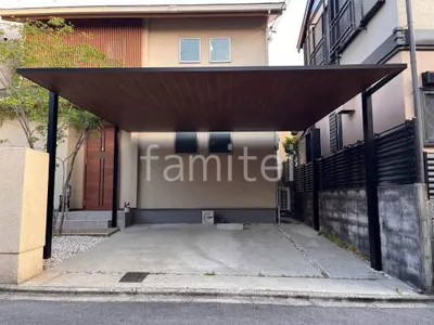 カーポート２台(ワイド) ツイン 三協アルミ 木製調 FII フラット屋根 吊り下げ屋根