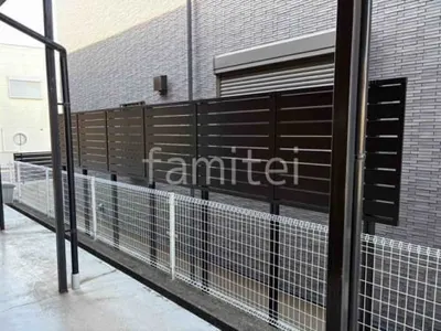 アルミ形材 フェンス LIXIL AB YS3型 横スリット3 2段柱 60角 上段のみ 目隠し