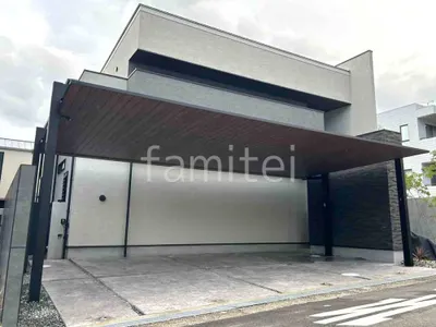 カーポート３台 （横ワイド トリプル） 三協アルミ 木製調 FII フラット屋根 吊り下げ屋根