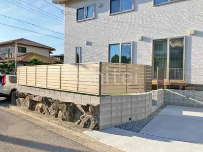 アルミ形材 フェンス LIXIL AB YS3型 横スリット3 目隠し ブロック塀 （化粧ブロック） 太陽エコブロックス 普通CB 