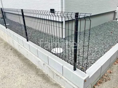 スチールメッシュ フェンス YKKAP イーネット3F型 スチール柱 境界・メッシュ ブロック塀 （化粧ブロック） 太陽エコブロックス 普通CB 