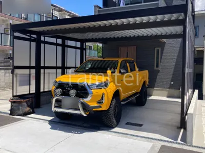 カーポート２台(ワイド) ツイン YKKAP ジーポートPro 積雪30cm対応 フラット屋根 折板屋根