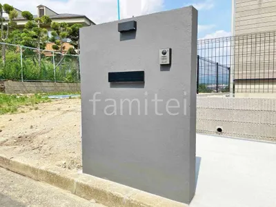 塗り壁門柱 タカショー ジョリパット塗装 郵便受けポスト LIXIL エクスポストS-3型