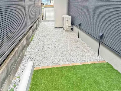 犬走り 防犯砂利敷き バラス砕石 防草シート加工