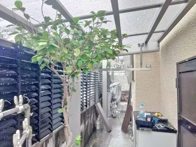 １階テラス屋根 （雨除け） YKKAP 独立式 レセパ Lタイプ フラット屋根 独立式 スタンダード