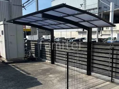 サイクルポート 自転車バイク屋根 YKKAP アリュース アール屋根 スチールメッシュ フェンス YKKAP イーネット3F型 スチール柱 境界・メッシュ