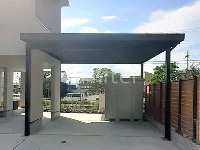 カーポート２台(ワイド) ツイン YKKAP ジーポートPro 積雪30cm対応 オールブラック フラット屋根 折板屋根