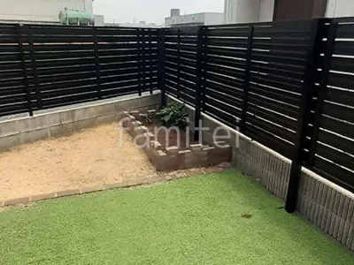 アルミ形材 フェンス LIXIL AB YS3型 横スリット3 2段柱 60角 上段のみ 目隠し