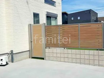 片開き 門扉 YKKAP 木製調 ルシアスYM1型 横目隠し 