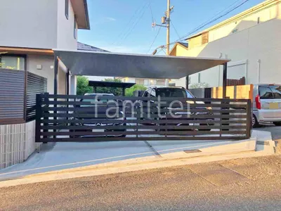 ２台ワイド 跳ね上げ門扉ゲート  三協アルミ ラビーネ3N型 