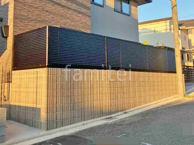 ブロック塀 （化粧ブロック） ユニソン アルタ  アルミ形材 フェンス YKKAP シンプレオYL1型 横ルーバー 目隠し