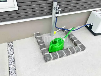 ピンコロ囲い水受け(パン) 土間モルタル仕上げ 洗い場