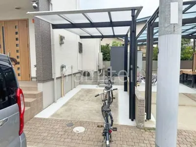 カーポート１台 （単棟） 三協アルミ スカイリード 奥行勾配 片側支持 フラット屋根