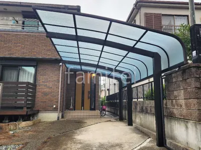 カーポート１台＋延長 （1.5台縦連棟） YKKAP アリュース キャップ アール屋根 たれ耳屋根