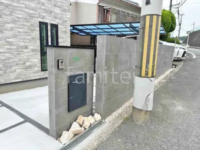 モダン門柱 壁タイル貼り タカショー セラレバンテ 宅配ボックス ユニソン ヴィコDB100