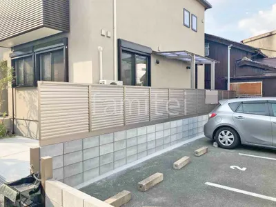 アルミ形材 フェンス LIXIL AB YL3型 横ルーバー3 目隠し ブロック塀 （化粧ブロック） 太陽エコブロックス 普通CB 