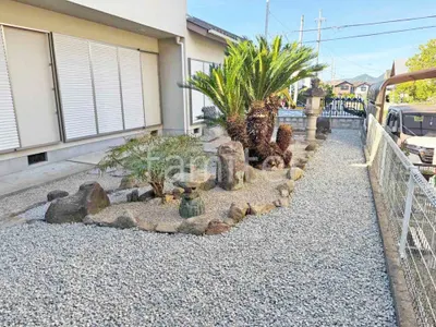 防犯砂利敷き バラス砕石 防草シート加工