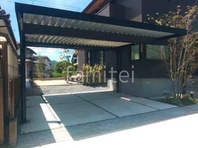 カーポート２台(ワイド) ツイン YKKAP ジーポートPro 積雪30cm対応 フラット屋根 折板屋根