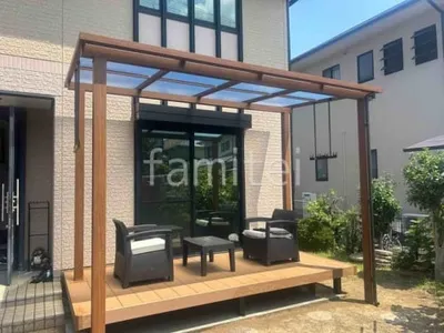１階テラス屋根 （雨除け） YKKAP フル木製調 サザンテラス フレームタイプ フラット屋根 スタンダード 壁付