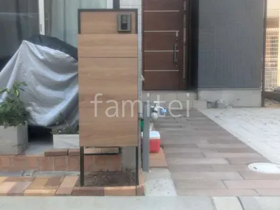 宅配ボックス門柱 （機能門柱 ） LIXIL 木製調 FF パターン4 